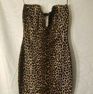 Deep V Cheetah Print Dress